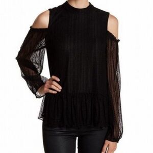 Ro&De Cold Shoulder‎ Lace Black Blouse Size Large Lace women’s top black lace